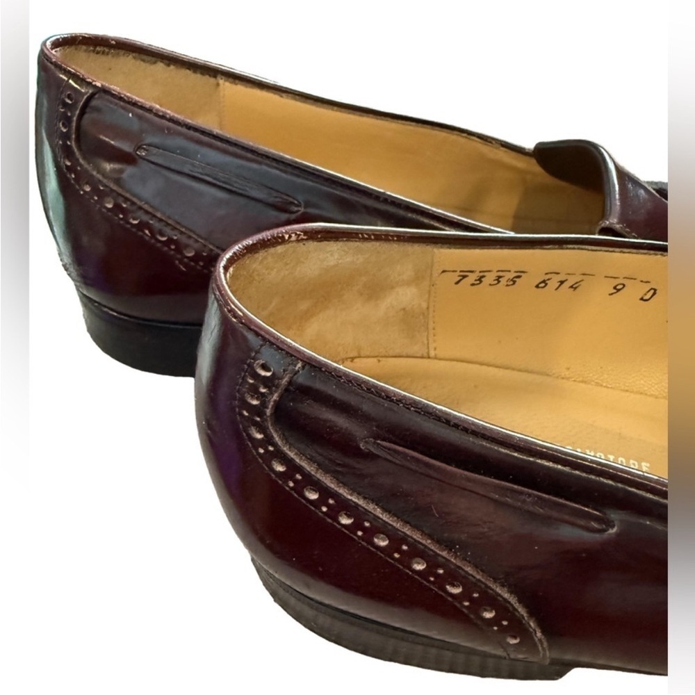 Salvatore Ferragamo Tassel Loafers Burgundy Leather 9D - Picture 8 of 11